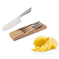 3pcs kitchen knife set S/S handle In-drawer knife block natural